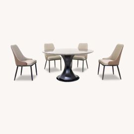 [6 Seaters Dining Set] DTB-HT2302-6DTR135+CHR-C2302-5CH