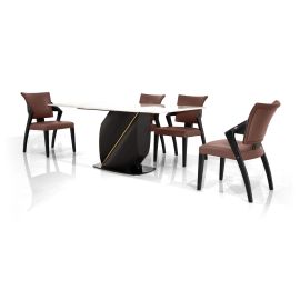 [6 Seaters Dining Set] DTB-HT2402-6DTR180+CHR-HT2402-5CH