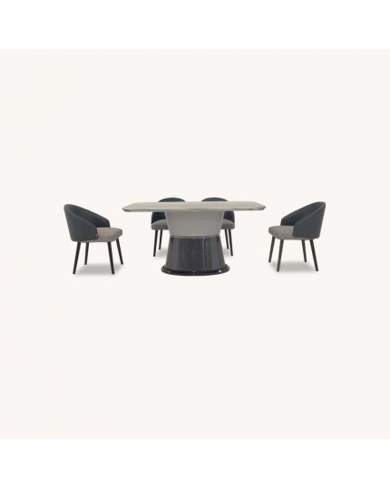 [6 Seaters Dining Set] DTB-HT2303-6DT150+CHR-C2303-5CH