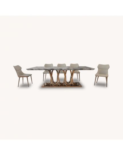 [8 Seaters Dining Set] DTB-HT060-6DTR240+CHR-Y086-5CH