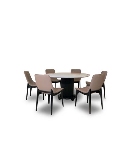 [6 Seaters Dining Set] DTB-HT062-6DTR135+CHR-Y062-5CH