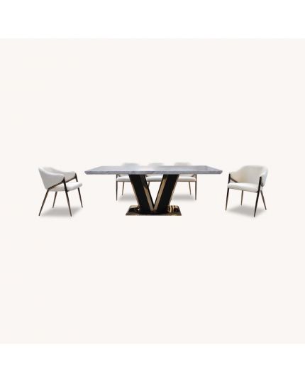 [8 Seaters Dining Set] DTB-HT2320-6DT200+CHR-HT2320-5CH