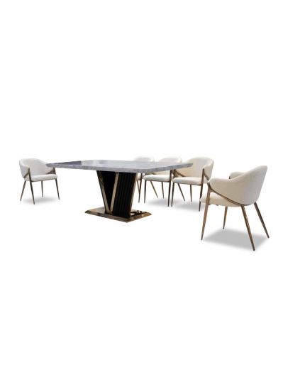 [8 Seaters Dining Set] DTB-HT2320-6DT200+CHR-HT2320-5CH