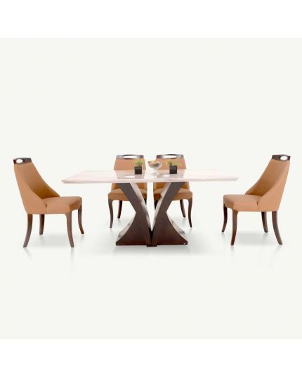[6 Seaters Dining Set] DTB-HT801-6DT160+CHR-C801-5CH