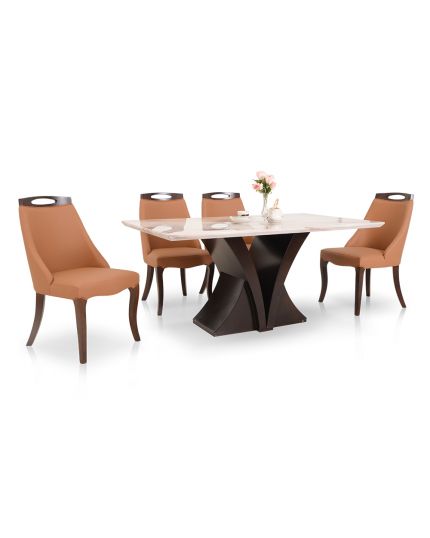 [6 Seaters Dining Set] DTB-HT801-6DT160+CHR-C801-5CH
