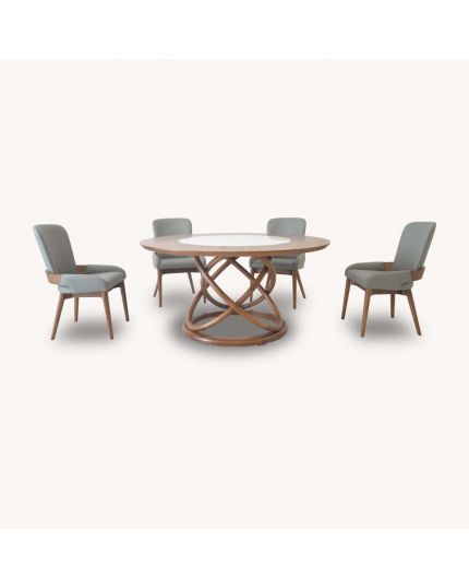 [6 Seaters Dining Set] DTB-T3074W-6DTR150+CHR-C3729-5CH