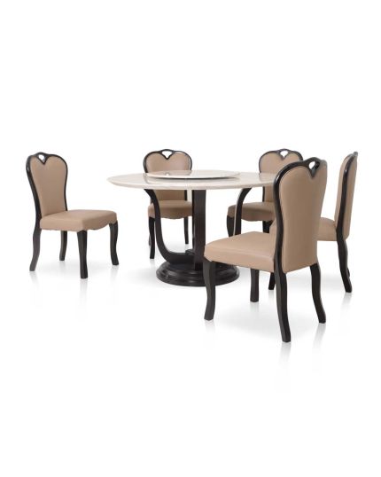 [6 Seaters Dining Set] DTB-HT1960-6DTR135+CHR-C1093-5CH