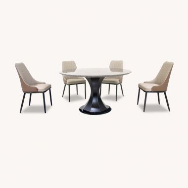 [6 Seaters Dining Set] DTB-HT2302-6DTR135+CHR-C2302-5CH